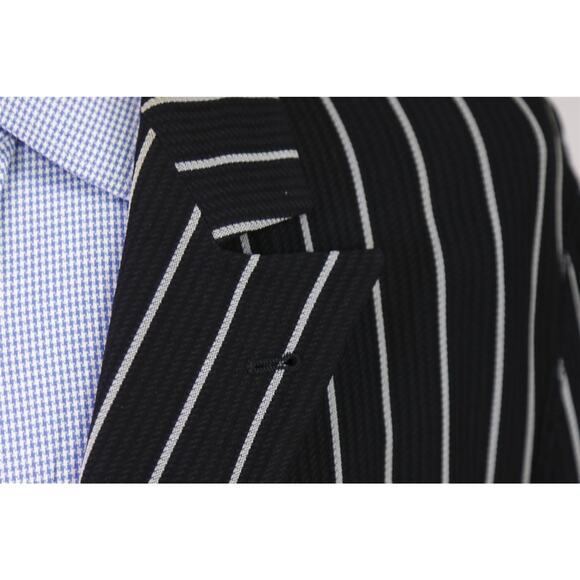 Armani Collezioni Mens Black Bold Striped Unstructed Boating Blazer Jacket 44R - Picture 6 of 9